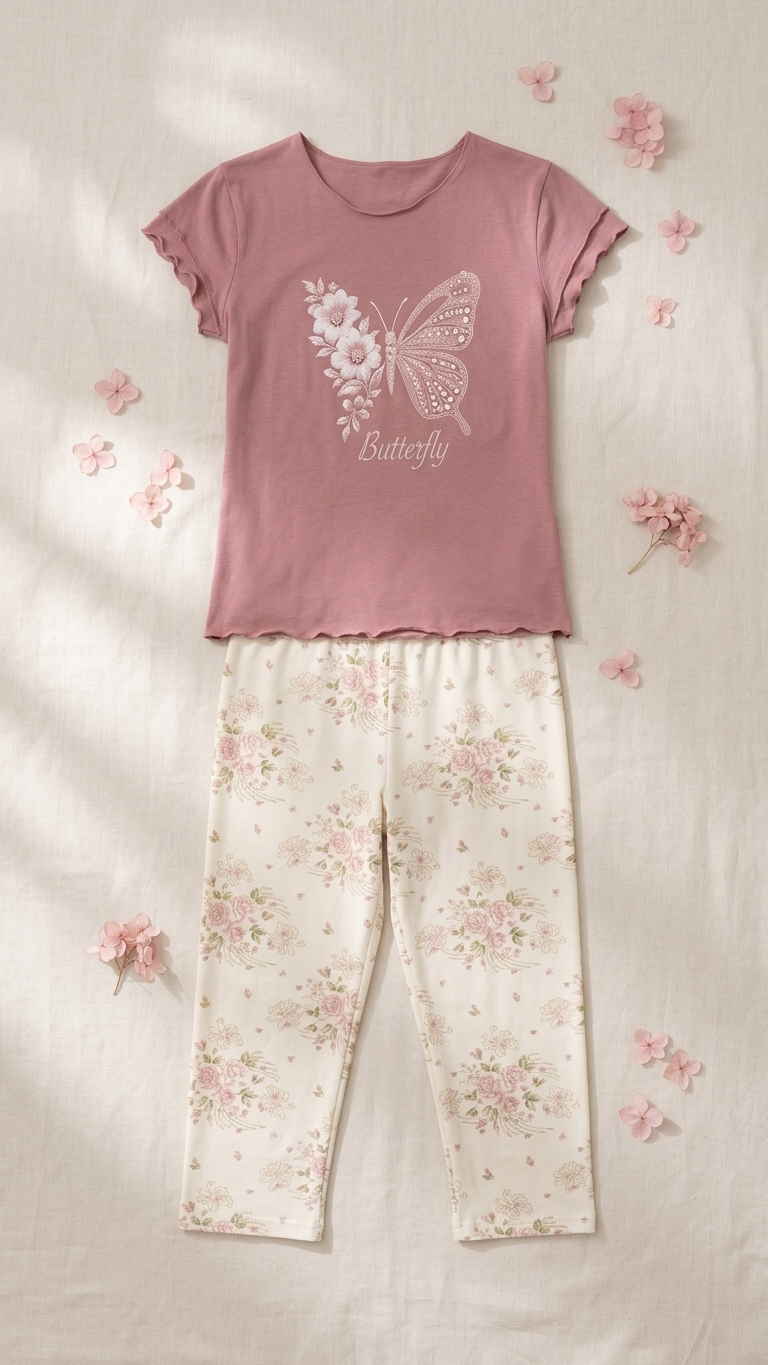 Sameera® Printed Bermuda Pajama Set — Full Look | Code 5141 | Plus Size Pajama Set Egypt