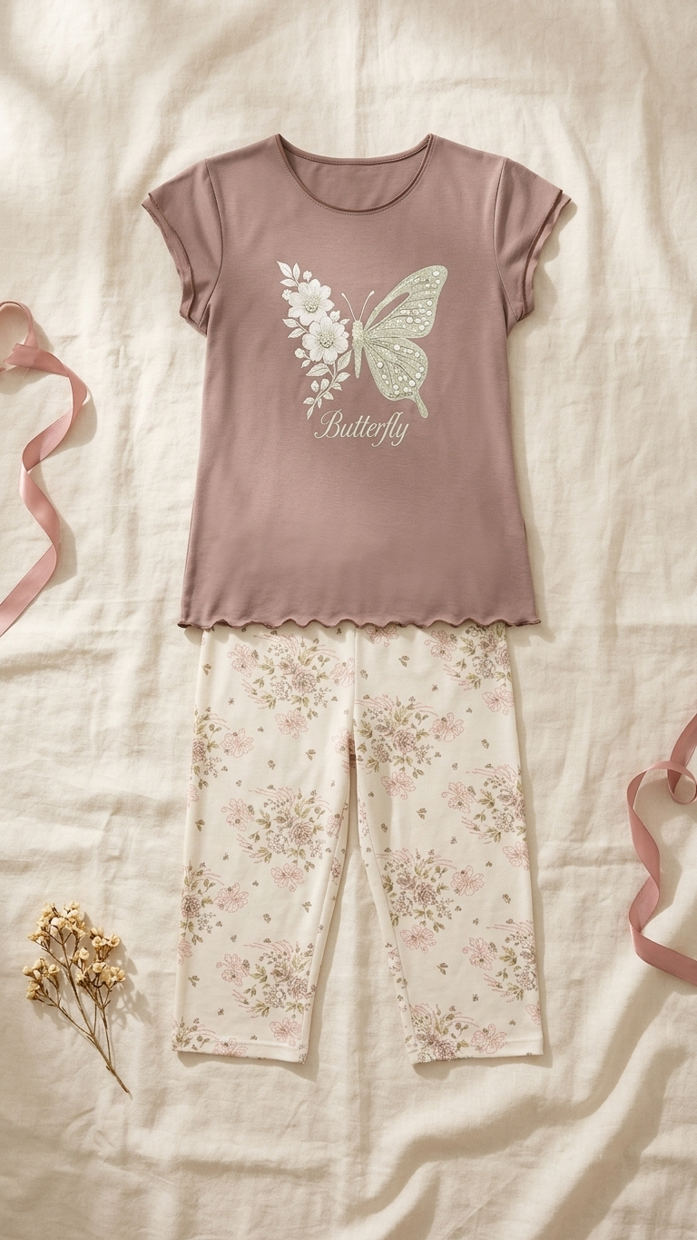 Sameera® Printed Bermuda Pajama Set — Side View | Code 5141 | Plus Size Pajama Set Egypt