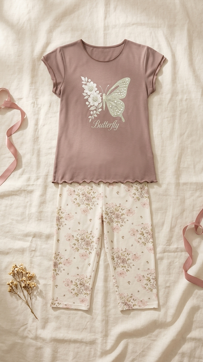 Sameera® Printed Bermuda Pajama Set — Side View | Code 5141 | Plus Size Pajama Set Egypt