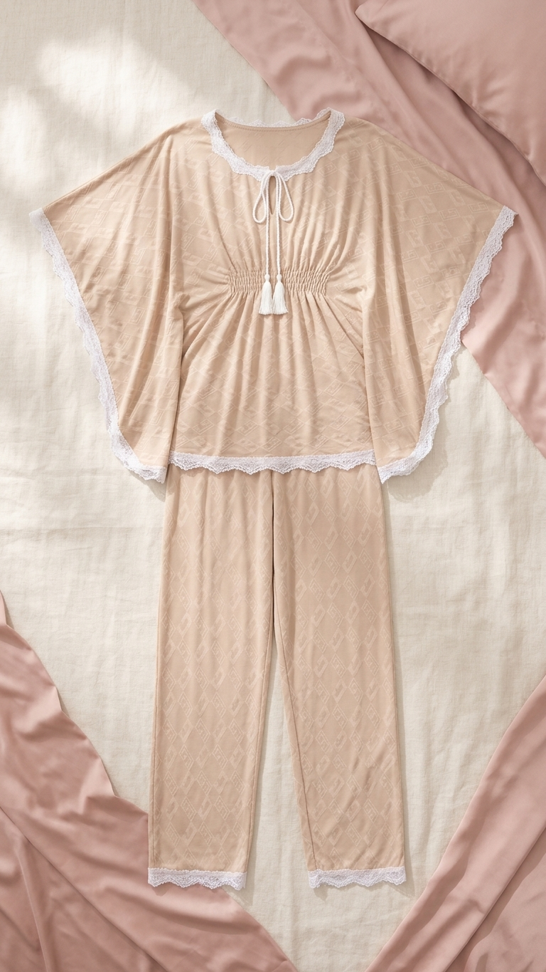Sameera® Butterfly Georgette Pajama Set — Side View | Code 5142 | Plus Size Pajama Set Egypt