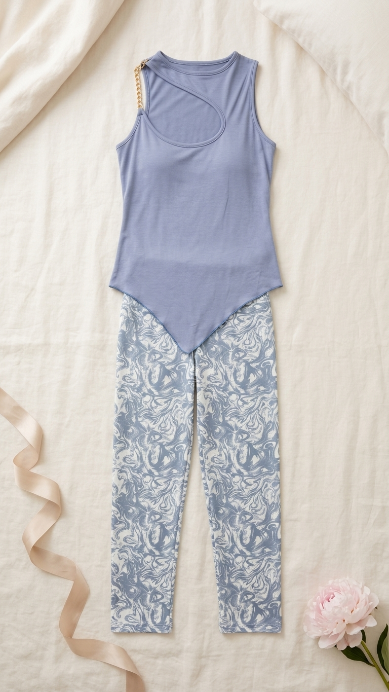 Sameera® Chain Bermuda Pajama Set — Side View | Code 5144 | Plus Size Pajama Set Egypt