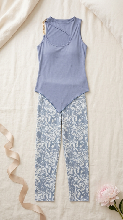 Sameera® Chain Bermuda Pajama Set — Side View | Code 5144 | Plus Size Pajama Set Egypt
