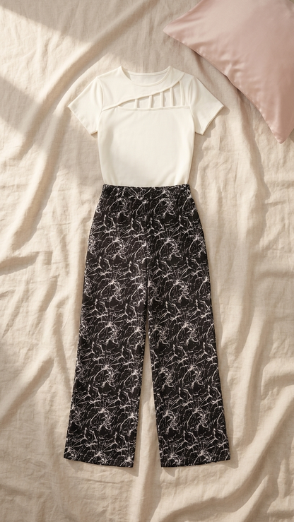 Sameera® Viscose Pants Pajama Set — Side View | Code 5148 | Plus Size Pajama Set Egypt
