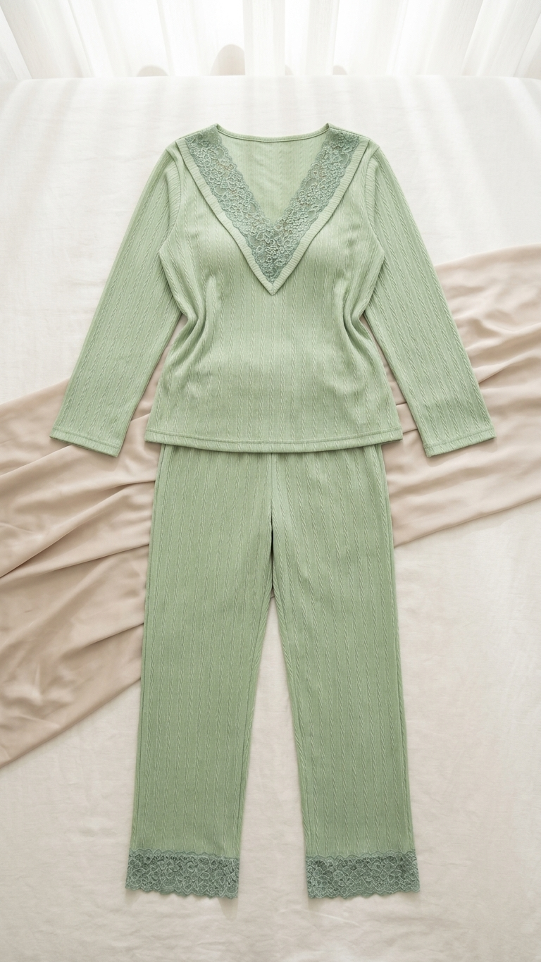 Sameera® V-Neck Sleeve Pajama Set — Full Look | Code 5150 | Plus Size Pajama Set Egypt