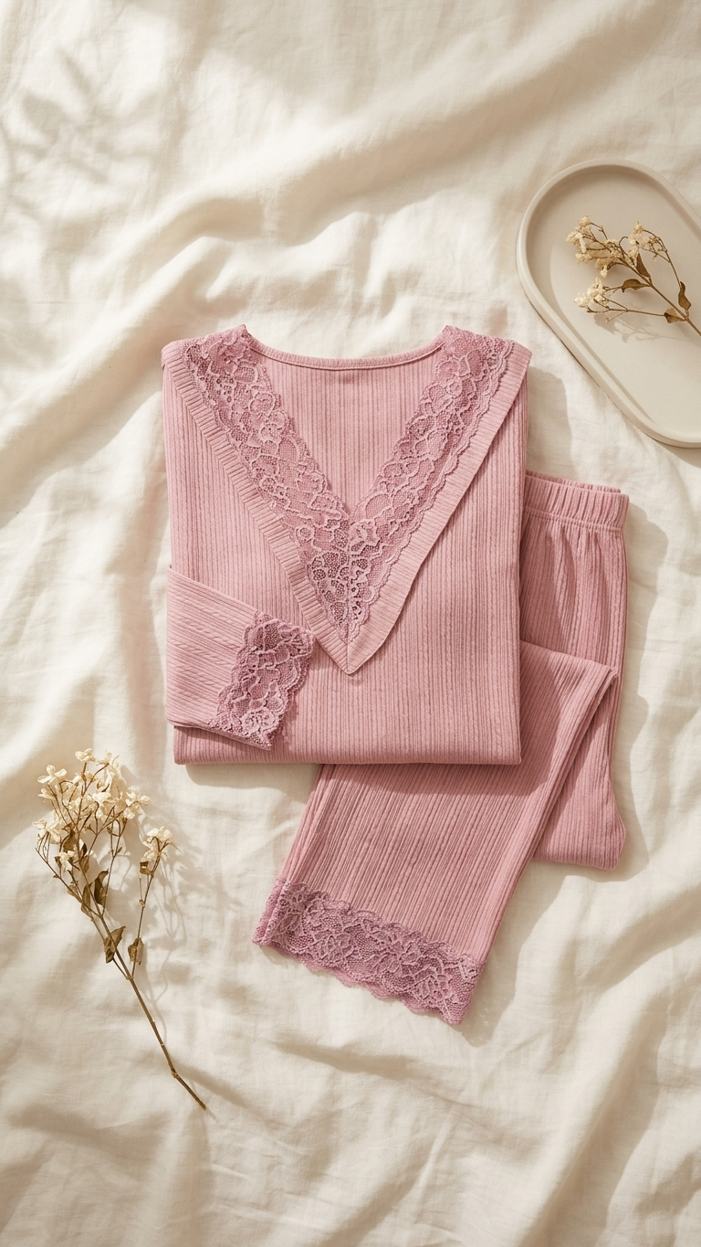 Sameera® V-Neck Sleeve Pajama Set — Side View | Code 5150 | Plus Size Pajama Set Egypt