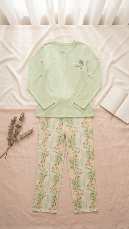 Sameera® Embroidered Sleeve Pajama Set — Full Look | Code 5152 | Plus Size Pajama Set Egypt