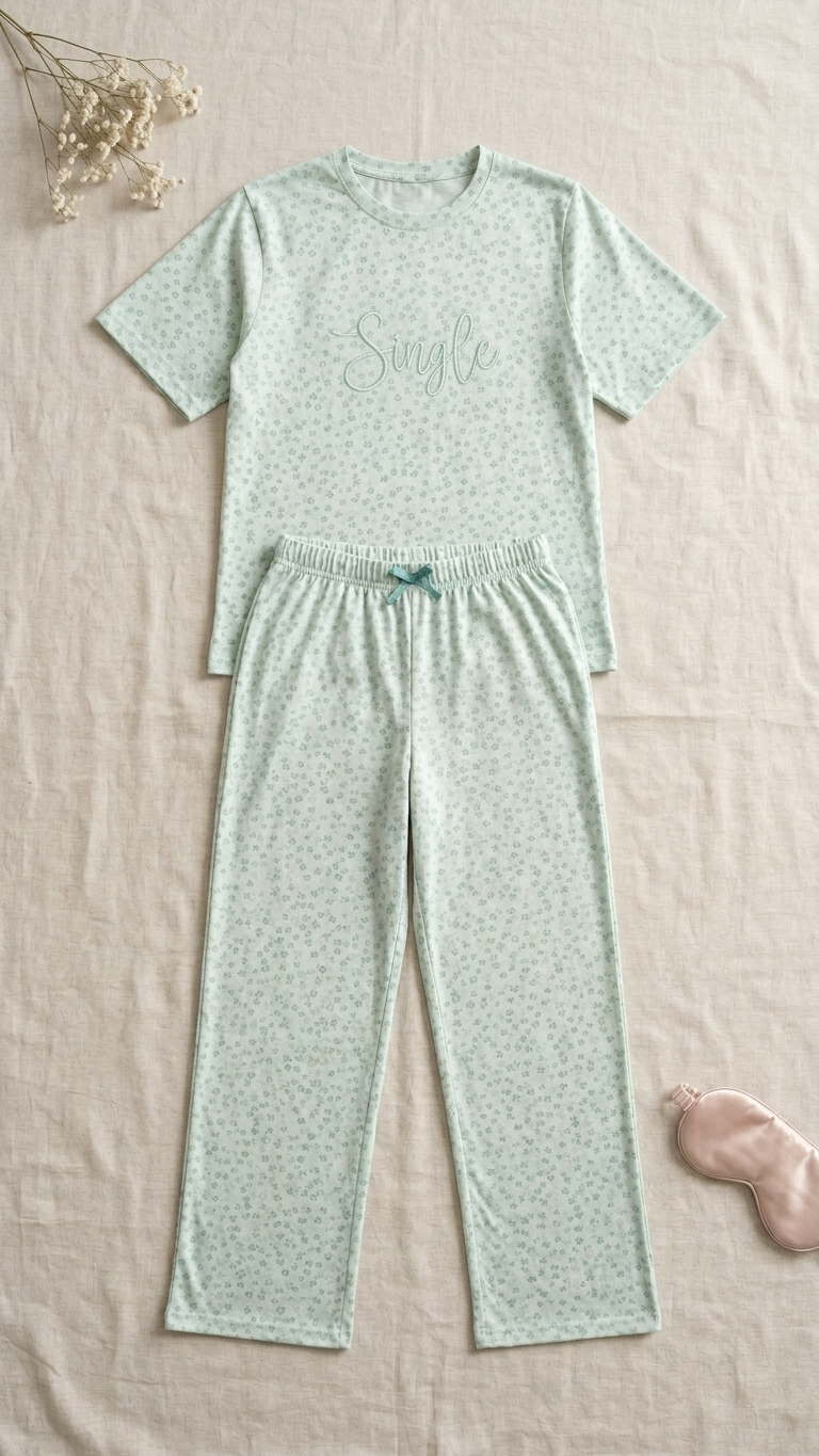 Sameera® Half-Embroidery Pajama Set — Full Look | Code 5156 | Plus Size Pajama Set Egypt