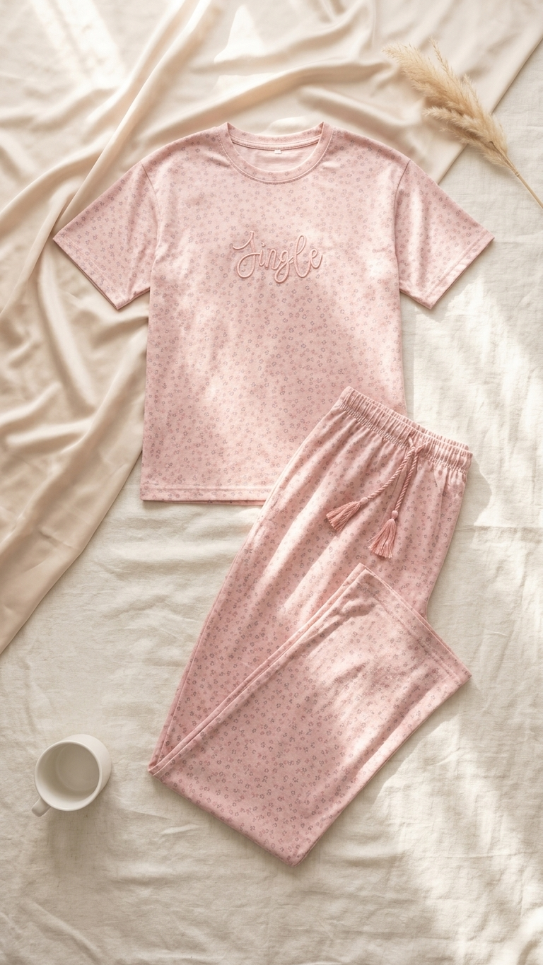 Sameera® Half-Embroidery Pajama Set — Color 3 | Code 5156 | Plus Size Pajama Set Egypt