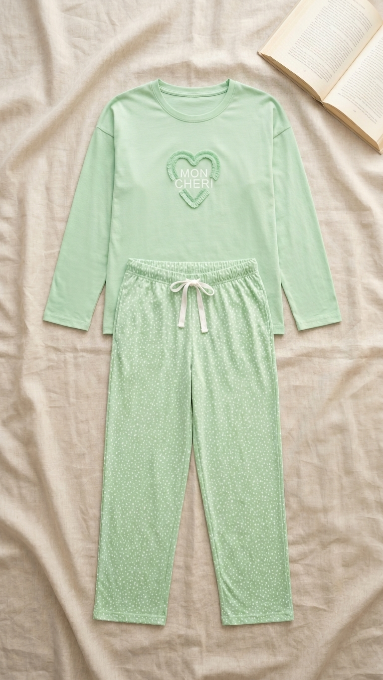 Sameera® Half-Embroidery Pajama Set — Side View | Code 5158 | Plus Size Pajama Set Egypt