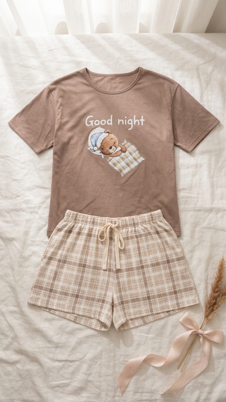 Sameera® Printed Shorts Pajama Set — Full Look | Code 5135 | Plus Size Pajama Set Egypt