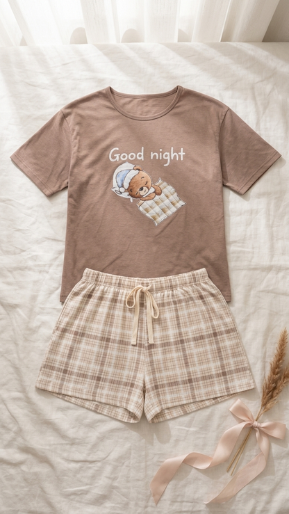 Sameera® Printed Shorts Pajama Set — Full Look | Code 5135 | Plus Size Pajama Set Egypt