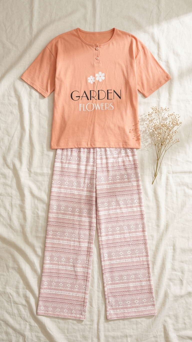 Sameera® Banda Button Pajama Set — Full Look | Code 5136 | Plus Size Pajama Set Egypt