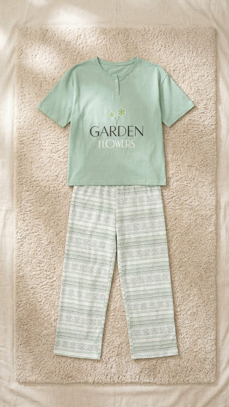 Sameera® Banda Button Pajama Set — Side View | Code 5136 | Plus Size Pajama Set Egypt