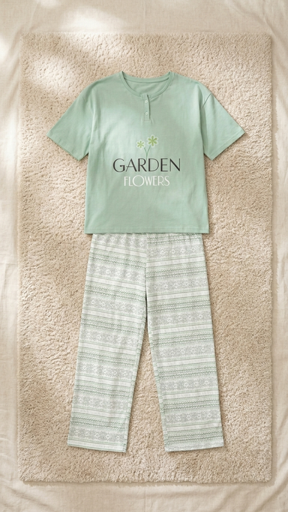 Sameera® Banda Button Pajama Set — Side View | Code 5136 | Plus Size Pajama Set Egypt
