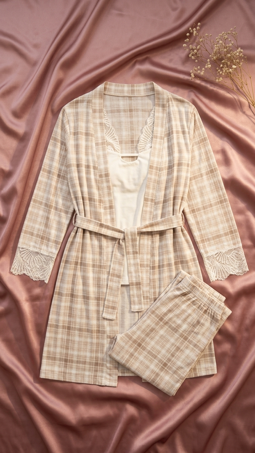 Sameera® 3-Piece Lace Robe Pajama Gift Set | Code 8015