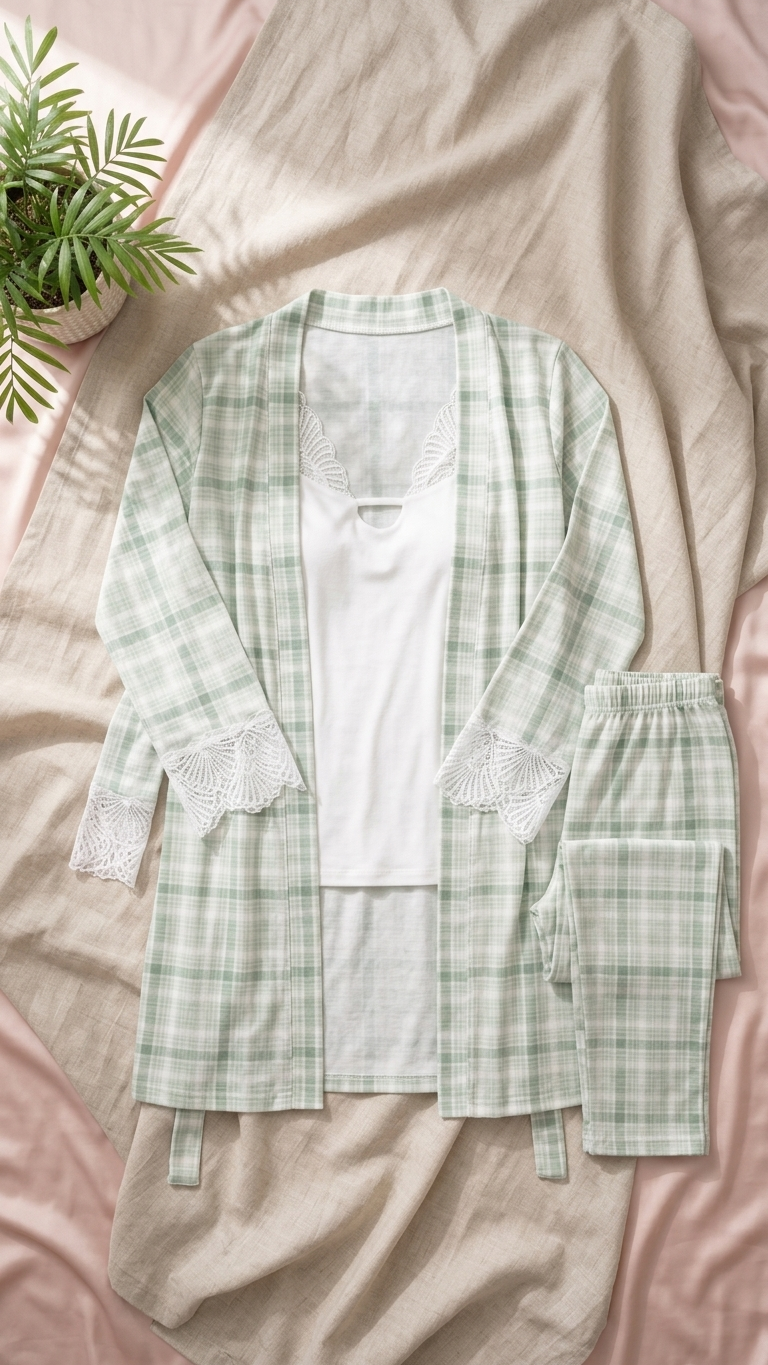 Sameera 3-Piece Lace Robe Pajama Gift Set Code 8015 - Full Look