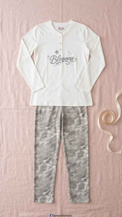 Sameera® "Blooome" Embroidered Long-Sleeve Pajama Set | Code 5153
