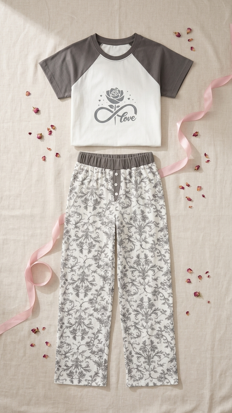 Sameera® Rose Love Raglan Cotton Pajama Set | Code 5162