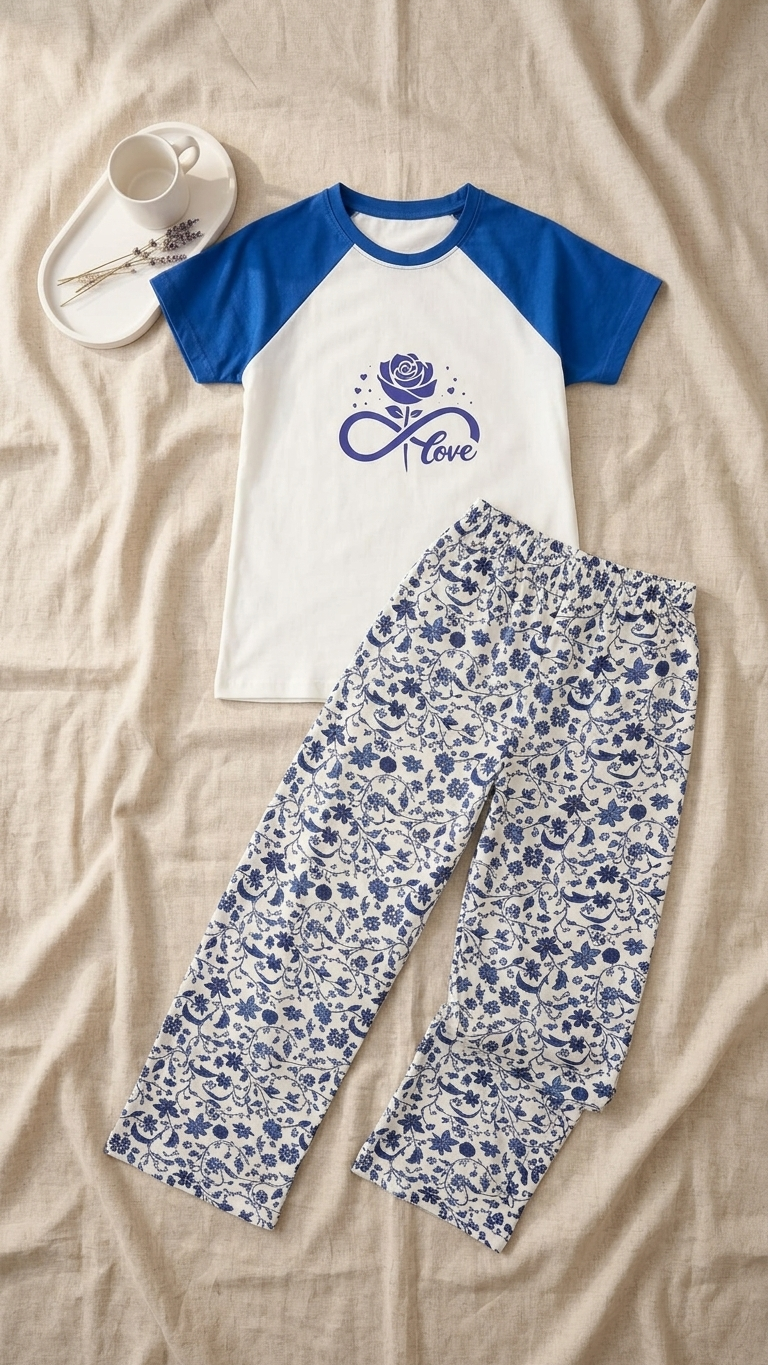 Sameera® Rose Love Raglan Cotton Pajama Set | Code 5162